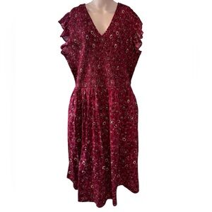 NWT LEA Plus Maxi Dress Floral Smocked Sundress Peasant Pockets Boho 3X